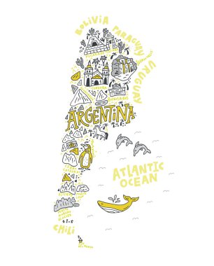 Karikatür harita Arjantin