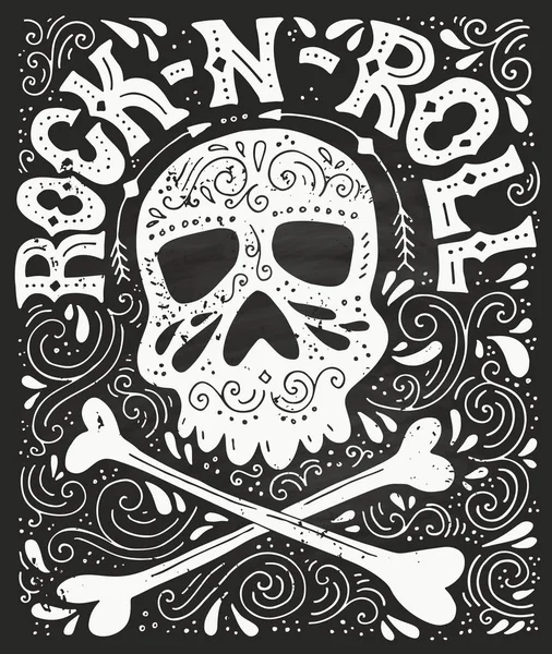 Rock-n-roll hannddrawn poster — Stock Vector