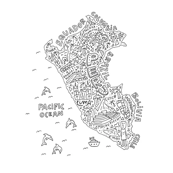 El mapa de Perú — Vector de stock