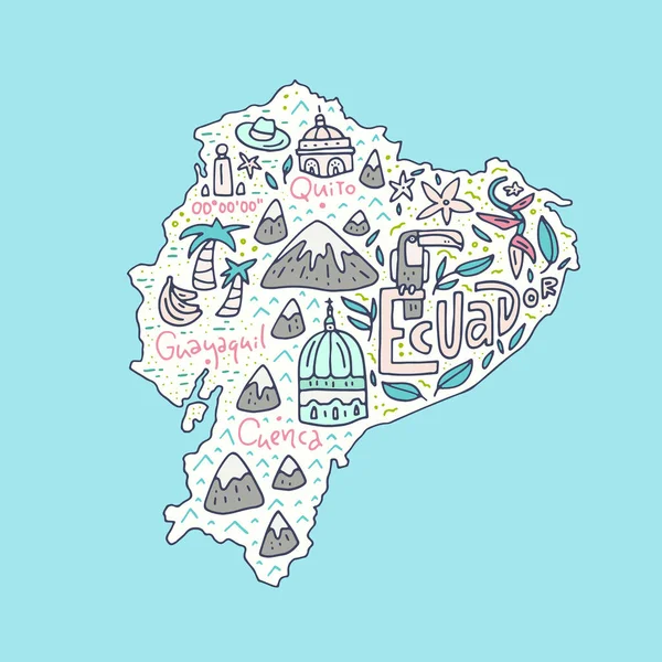 Cartoon Mapa do Equador — Vetor de Stock