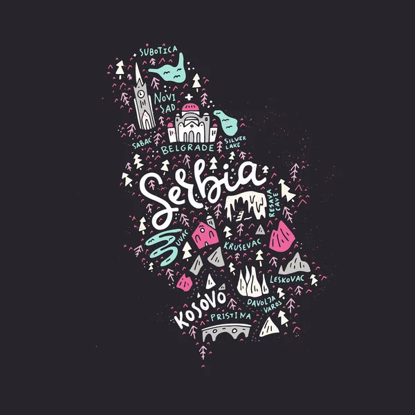 Mapa de Cartoon Serbia — Vector de stock