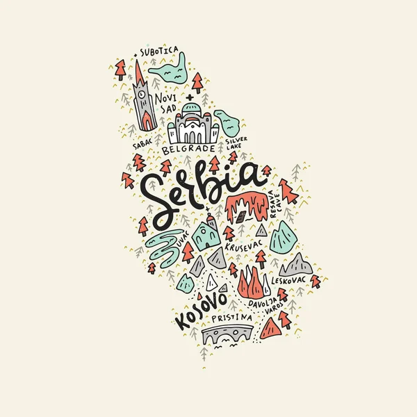 La mappa di Serbia — Vettoriale Stock