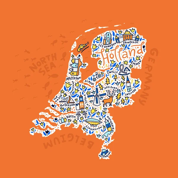 Mapa Holandii wektor — Wektor stockowy