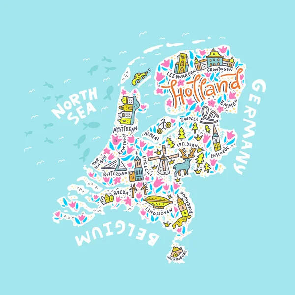 Vector χάρτη Ολλανδία — Διανυσματικό Αρχείο