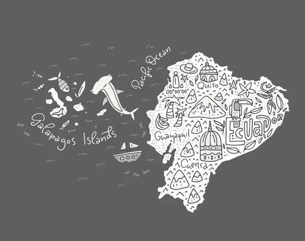 Cartoon Mapa do Equador — Vetor de Stock