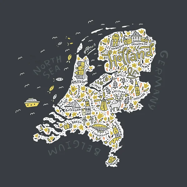 Mapa do Vector Holland —  Vetores de Stock