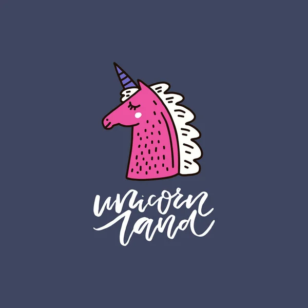 Vector Unicorn Lettering - Stok Vektor