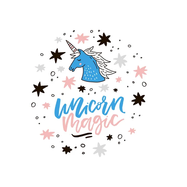 Vector Unicorn Lettering - Stok Vektor