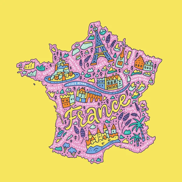 Handdrawn map of France — Stock Vector