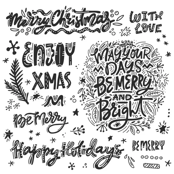 Winter Holidays Lettering Set — Stock Vector