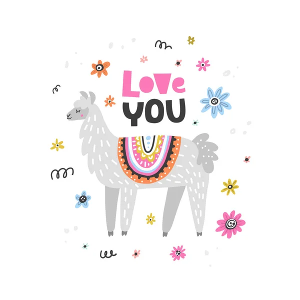 Kärlek Lama Illustration — Stock vektor