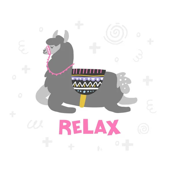 Lama In Relax — Stock Vector