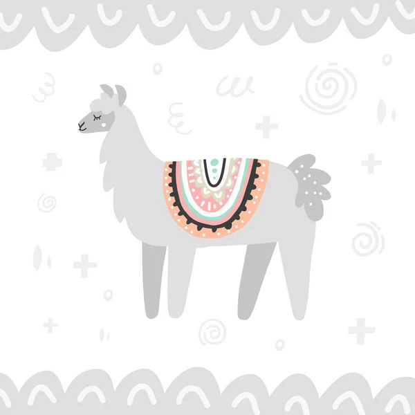 Illustration du lama gris — Image vectorielle