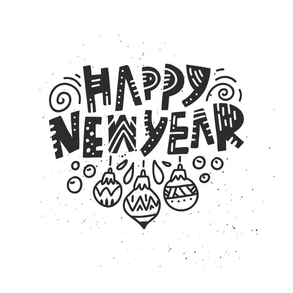 Felice anno nuovo disegnato a mano Lettering — Vettoriale Stock
