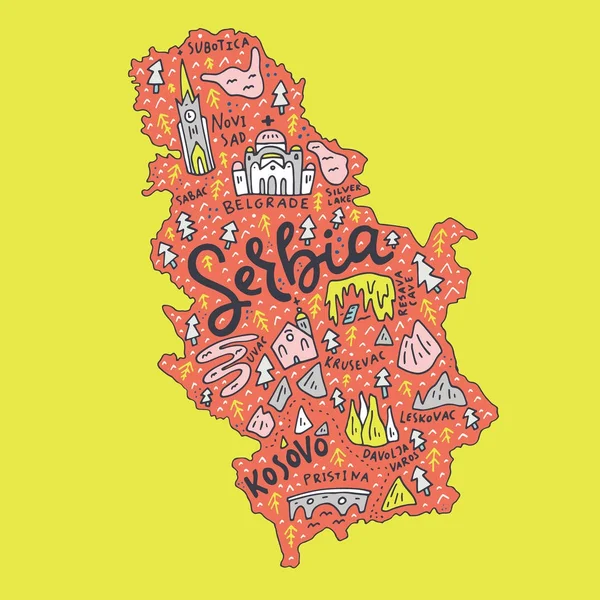 Cartoon Serbia mappa — Vettoriale Stock