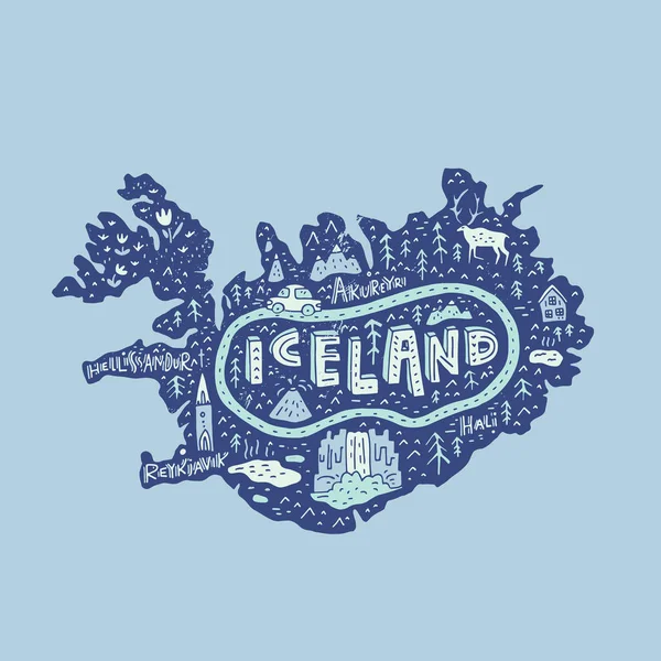 Islândia Mapa Ilustração — Vetor de Stock