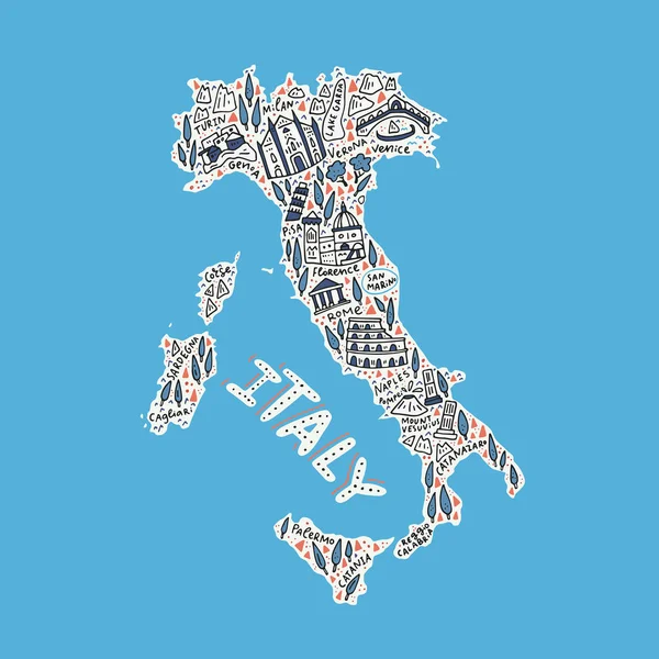 Mapa dibujado a mano de italia — Vector de stock