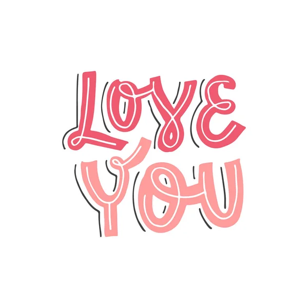 Love You Lettering — Stock Vector