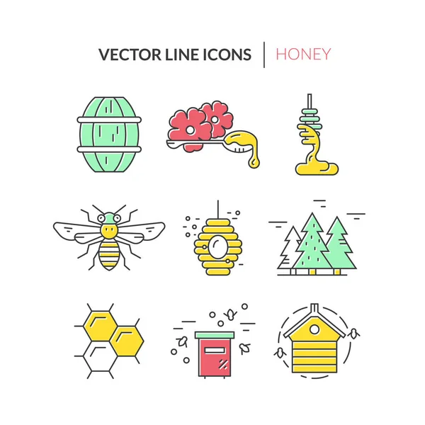 Honung ikoner set — Stock vektor