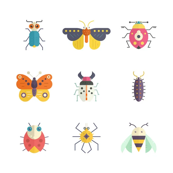 Kleurrijke Bugs collectie — Stockvector