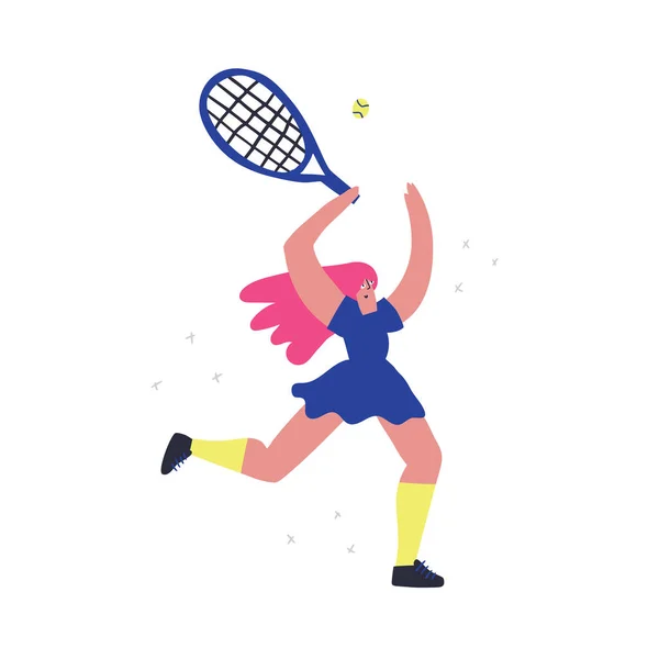 网球选手高举双手击球 — 图库矢量图片