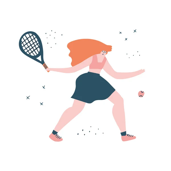 Kobieta tenisistka płaska ręka — Wektor stockowy