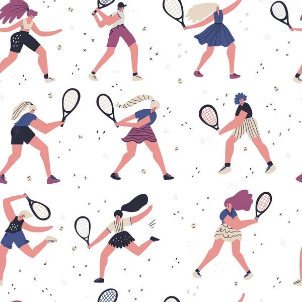 Tennis sport féminin joueuses vecteur — Image vectorielle