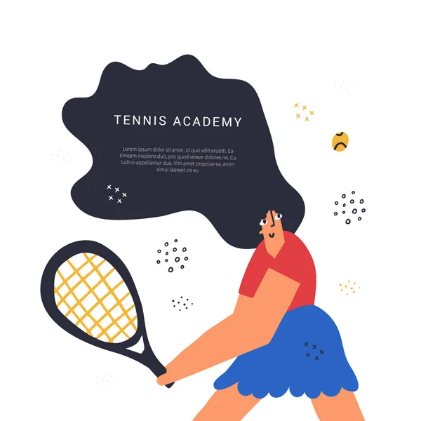 Třída tenisové akademie ručně kreslené — Stockový vektor