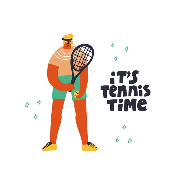 Pemain tenis dalam pakaian olahraga datar - Stok Vektor
