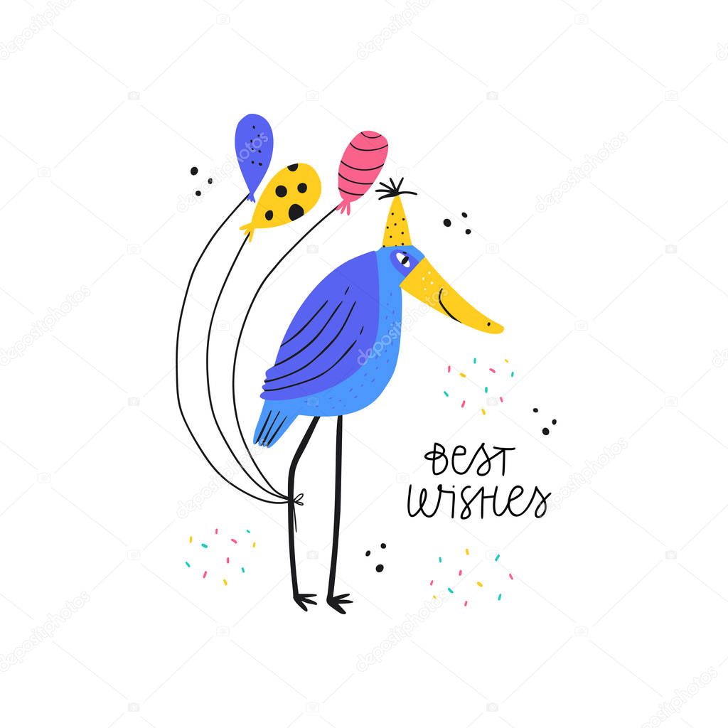 Best wishes flat vector greeting