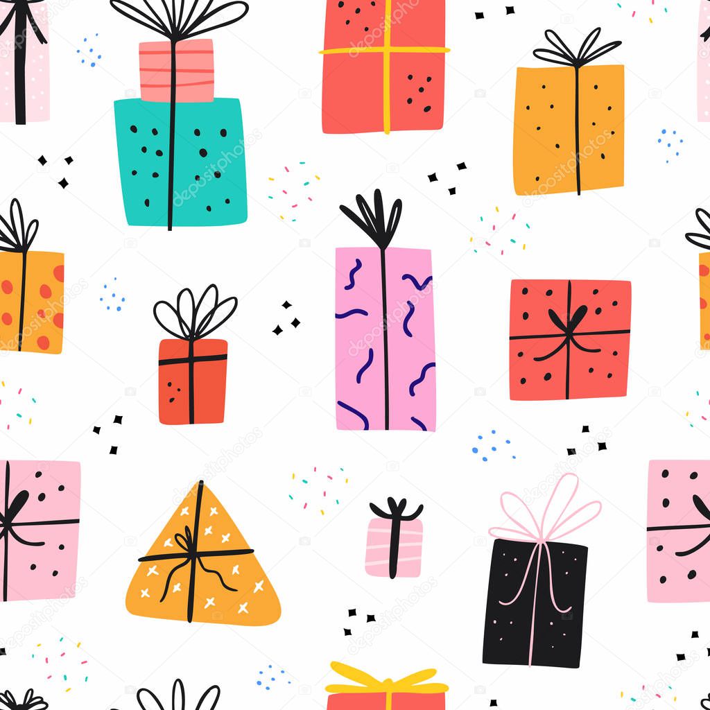Birthday gift boxes flat vector