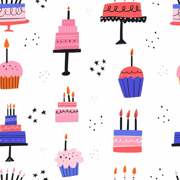 Gâteaux crème d'anniversaire vecteur plat — Image vectorielle