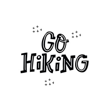Go hiking black and white vector Go hiking black and white vector