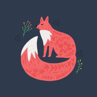 Vahşi tilki eli düz çizilmiş