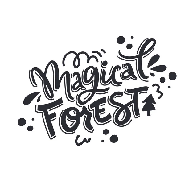 Magical forest monocolor vector hand — 스톡 벡터
