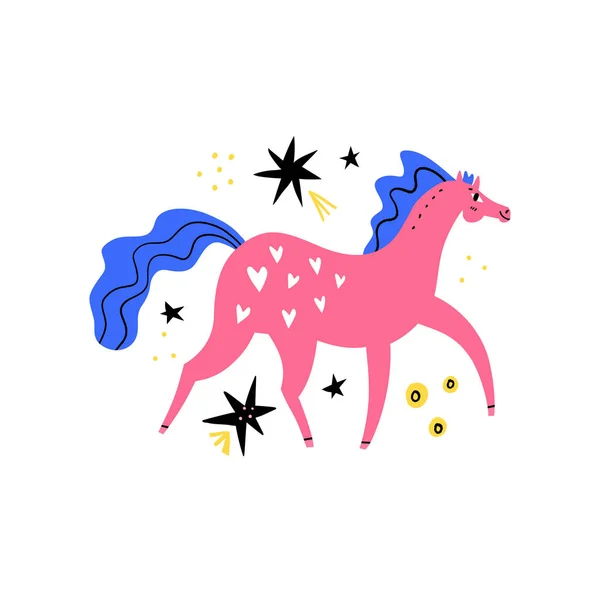 Caballo de doma. Rosa yegua caminando — Vector de stock