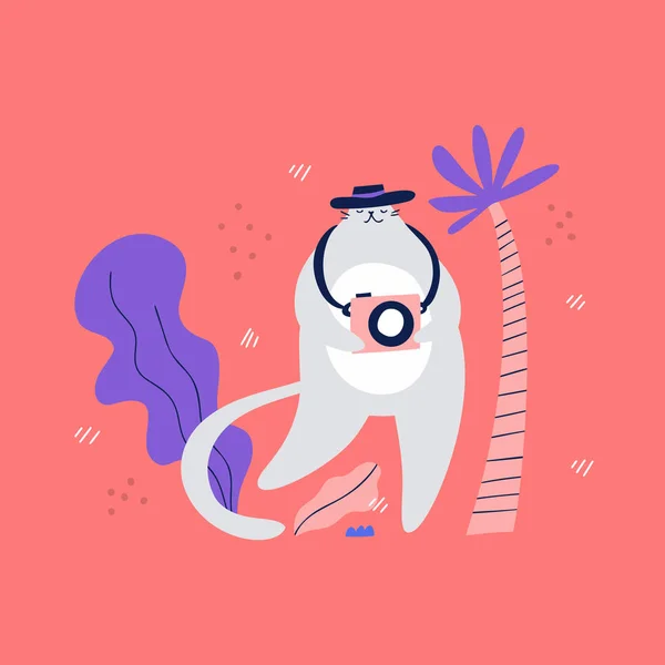 Muchacho chat personnage en vacances — Image vectorielle