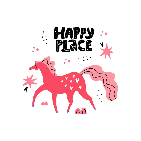 Drážďanský kůň. Pink mare walking — Stockový vektor