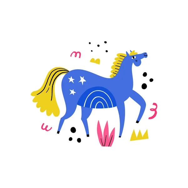 Лошадь для выездки. Голубой жеребец — стоковый вектор