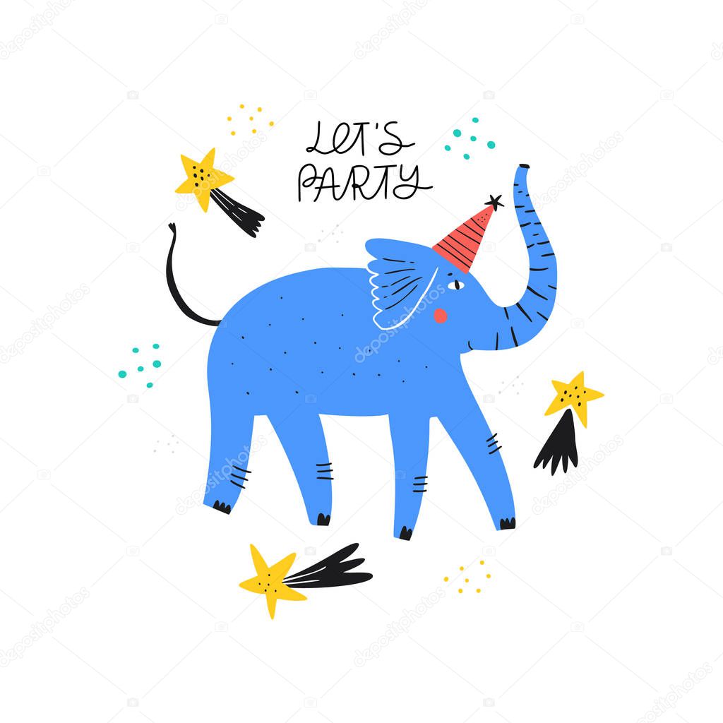 Birthday party flat vector greeting