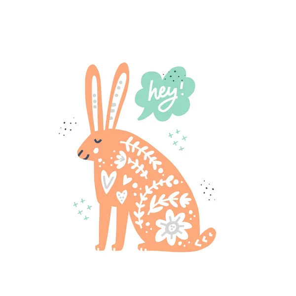 Orange hare hand drawn illustration — Stock vektor
