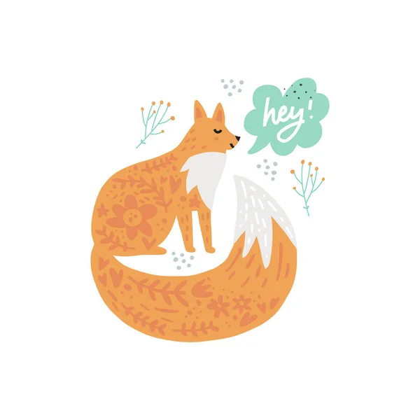 Cute fox textured scandinavian style — Stock vektor