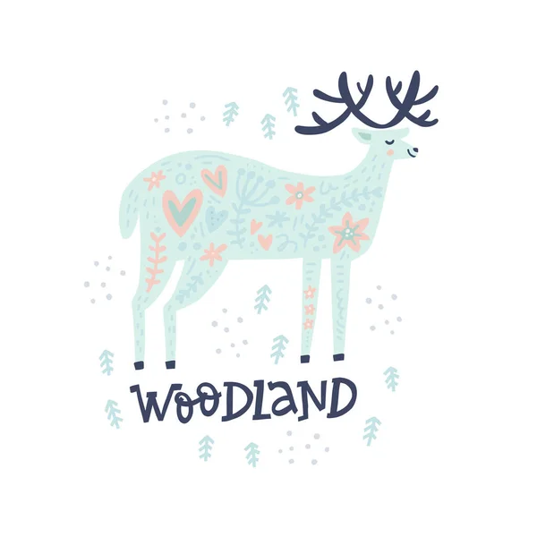 Woodland deer and color vector — Stockvektor