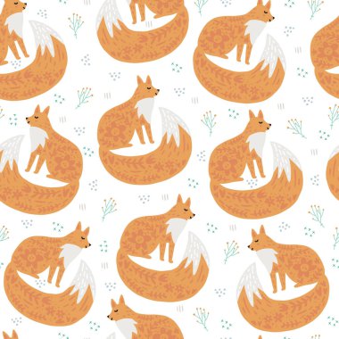 Cute fox scandinavian style vector