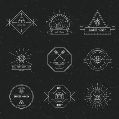 Apiary themed linear logotypes vector clipart