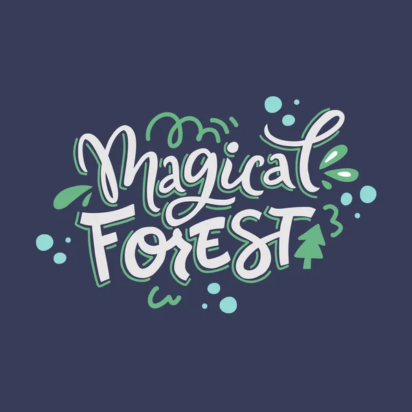 Warna hutan magis vektor tangan - Stok Vektor