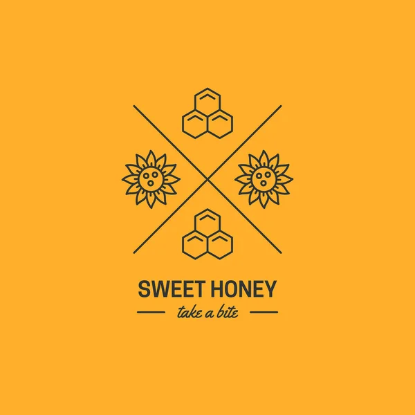 Organic honey shop linear logo — 图库矢量图片