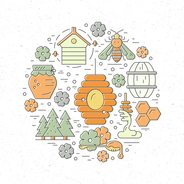 Apiculture linear color icons in — Stockvektor