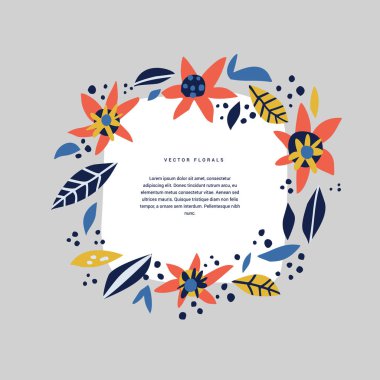 Botanik metin dairesi el çizimi vektör şablonu