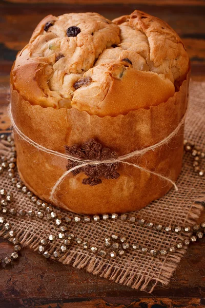 Panettone sladký chléb bochník tradiční Vánoce — Stock fotografie